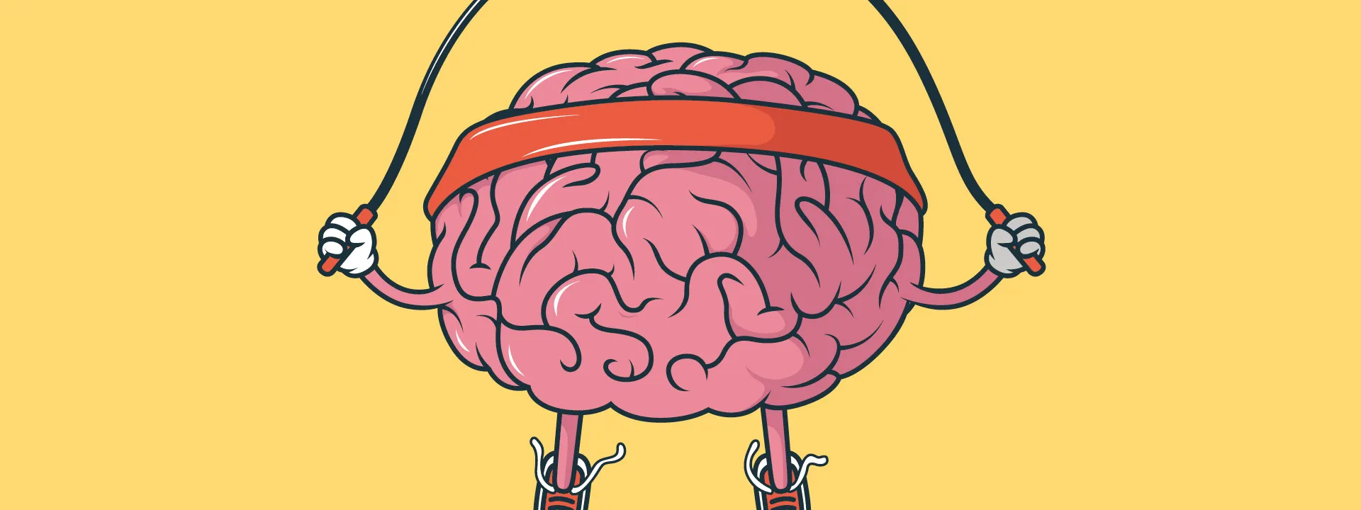 Ilustration eines seilhüpfenden Gehirns